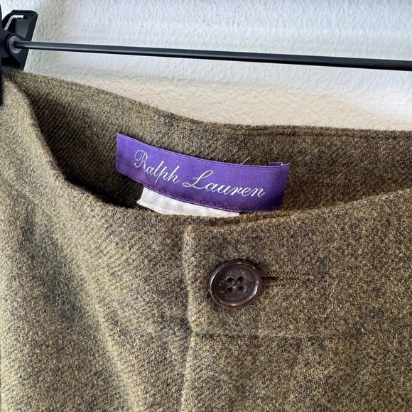 Ralph Lauren Purple Label Olive Green Herringbone Flare Leg Pants Sz. 4/6 - Picture 1 of 5